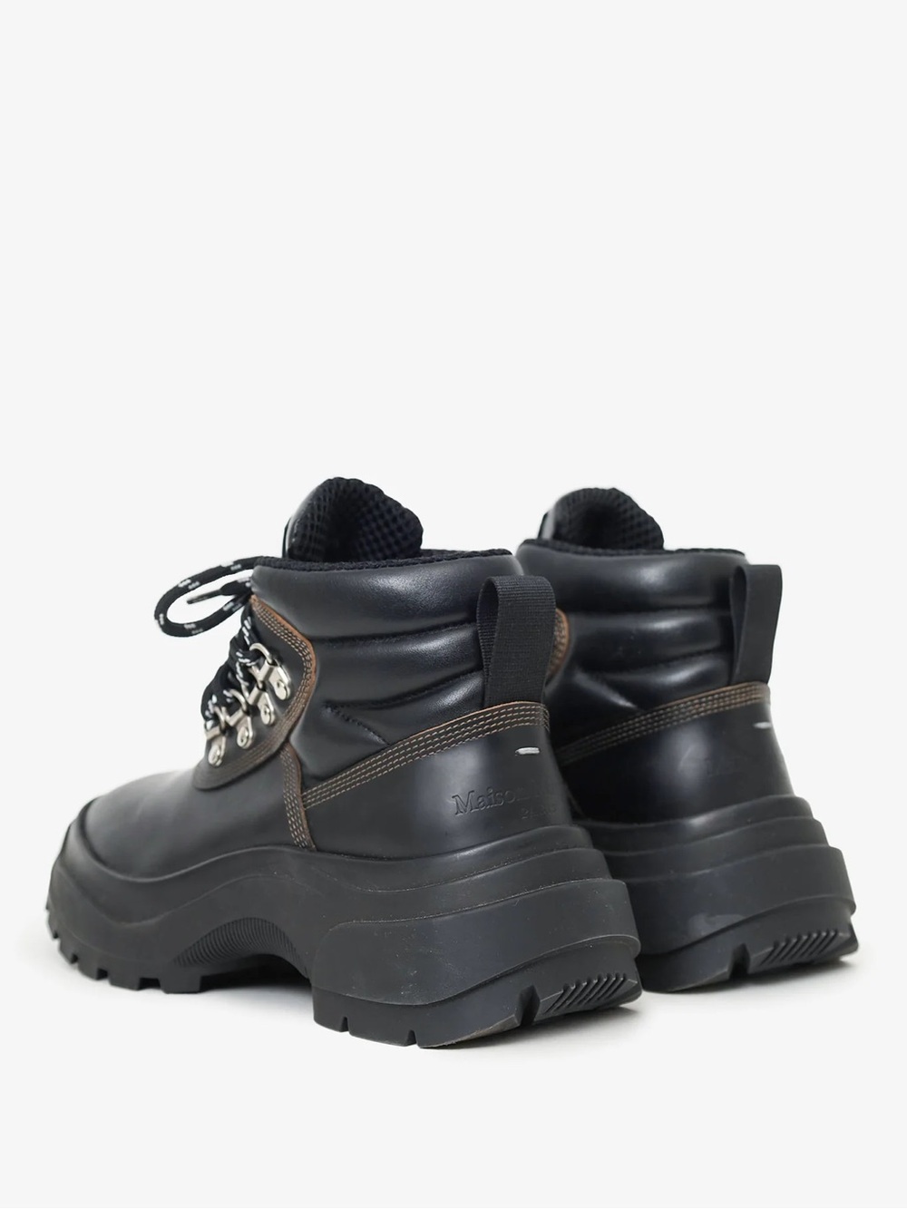 Maison Margiela Black Lug Sole Leather Hiking Boots Size 37 - Picture 5 of 6